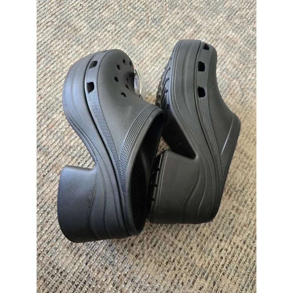 Crocs‎ Siren Mens Sz 13 Black Platform Chunky cosplay, lesiure, medical, comfort